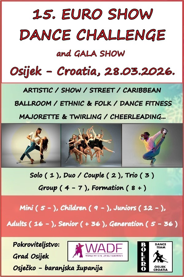 15. EURO SHOW DANCE CHALLENGE, 28.03. subota, GRADSKI VRT