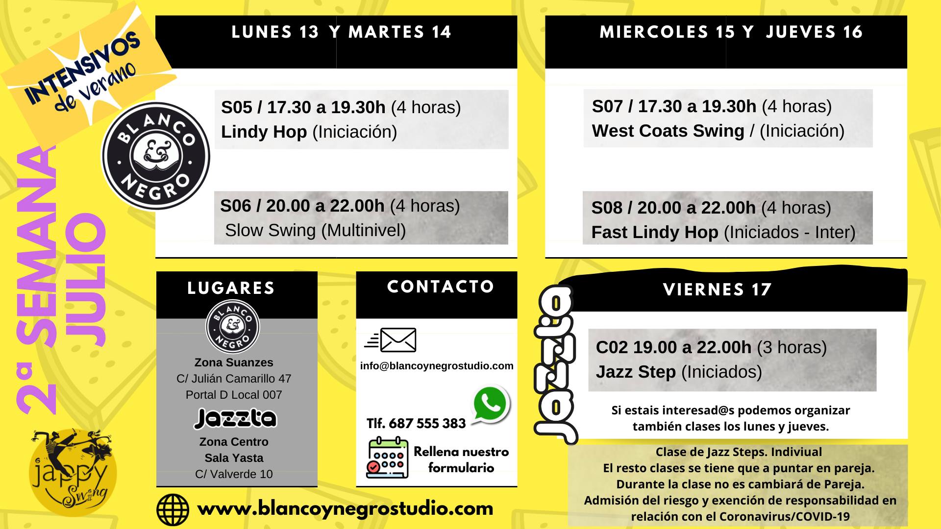 VeraSwing 2020. Intensivos de Verano en Blanco y Negro Studio