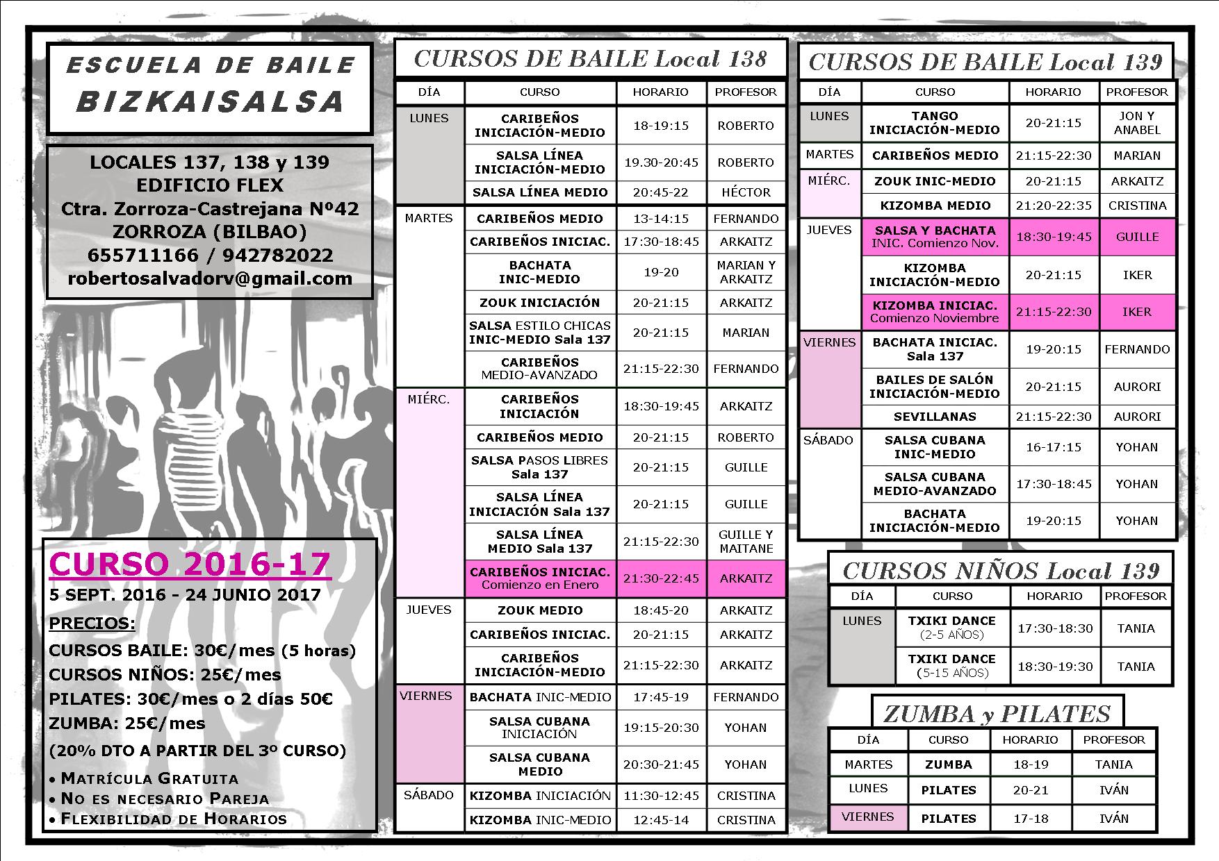 Cursos e Intensivos "BizkaiSalsa" en Zorroza 2016