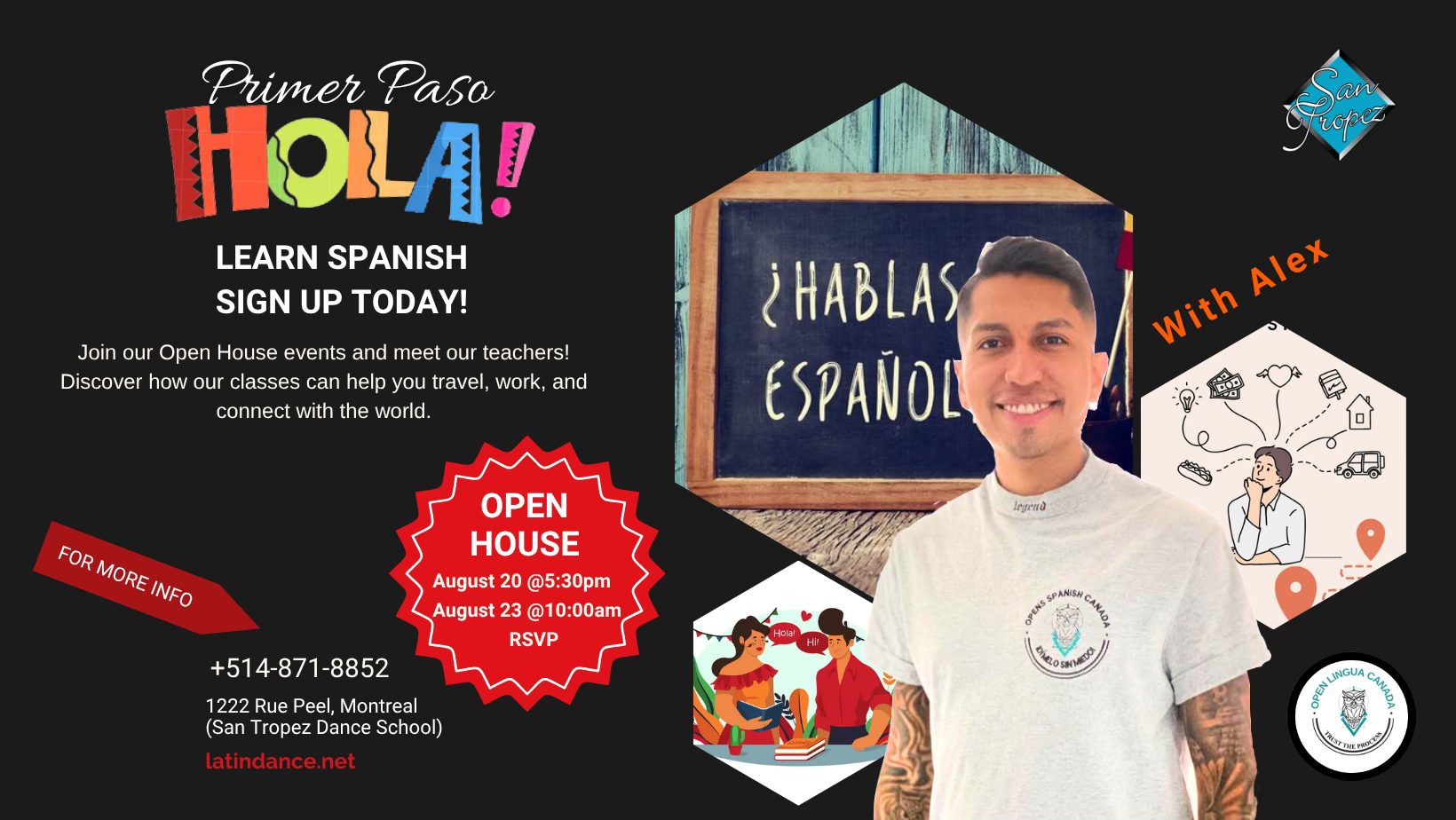 OPEN HOUSE- DANCE & LEARN SPANISH PORTES OUVERTES