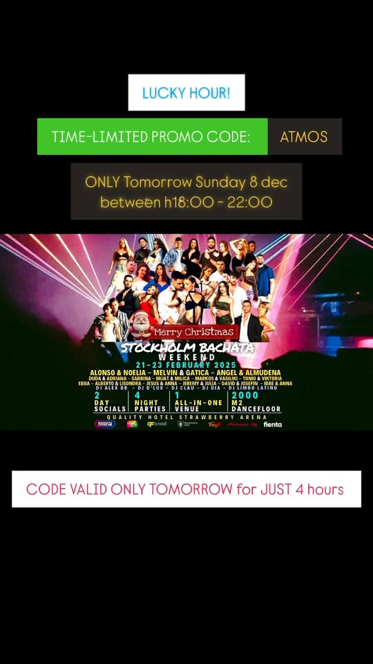 MAYOR DISCOUNT TIME LIMITED CODE VALID JUST 4 hours ONLY TOMORROW SUNDAY 8dec between 18:00 -22:00