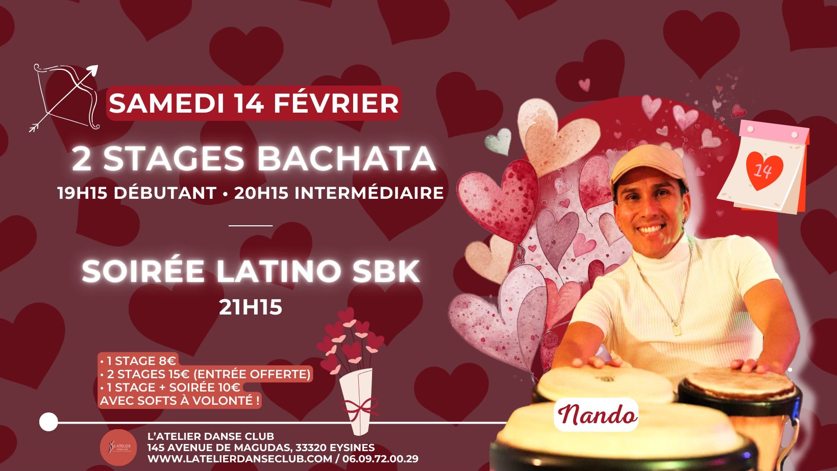SAINT-VALENTIN • 2 stages de Bachata & Soirée Latino SBK
