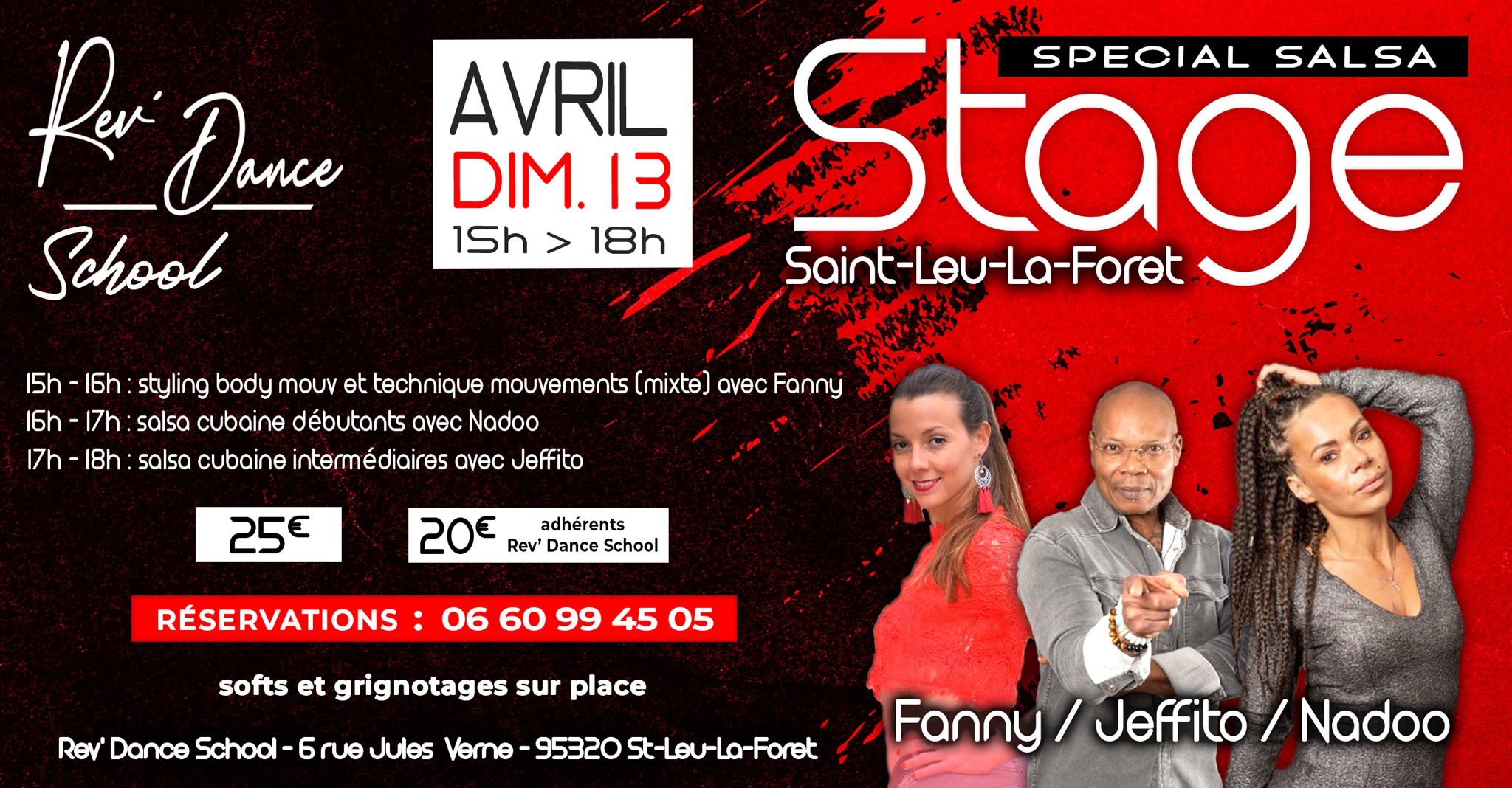 Dimanche 13 avril - STAGE SPECIAL SALSA - Rev' Dance SCHOOL - avec Nadoo & Jeffito & Fanny