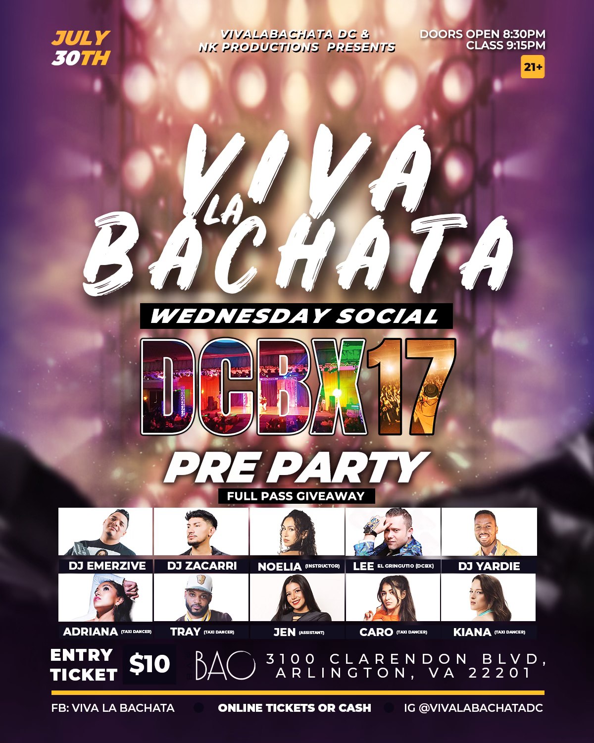 Viva La Bachata Wednesday Social - DCBX17 PreParty💃🏻