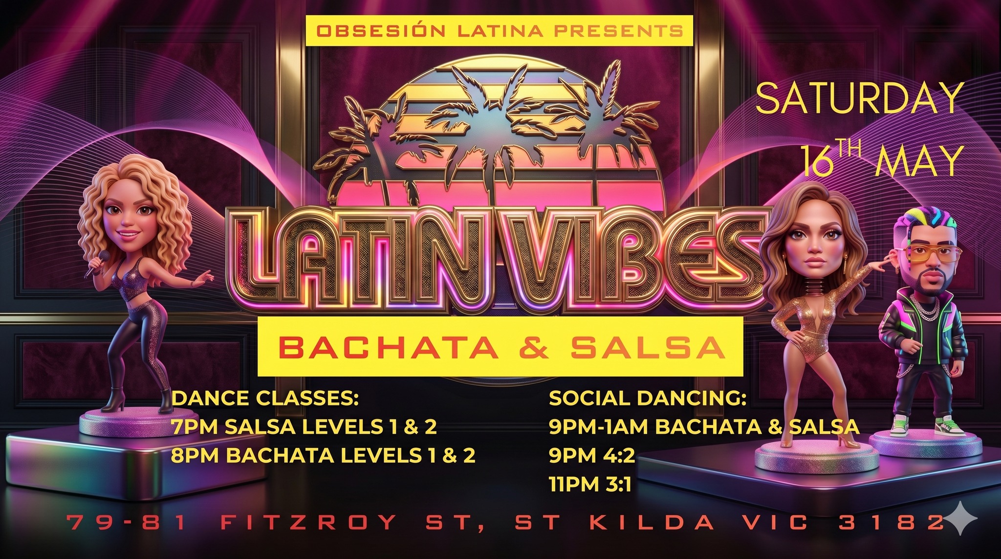 LATIN VIBES Bachata & Salsa Sat 16th May