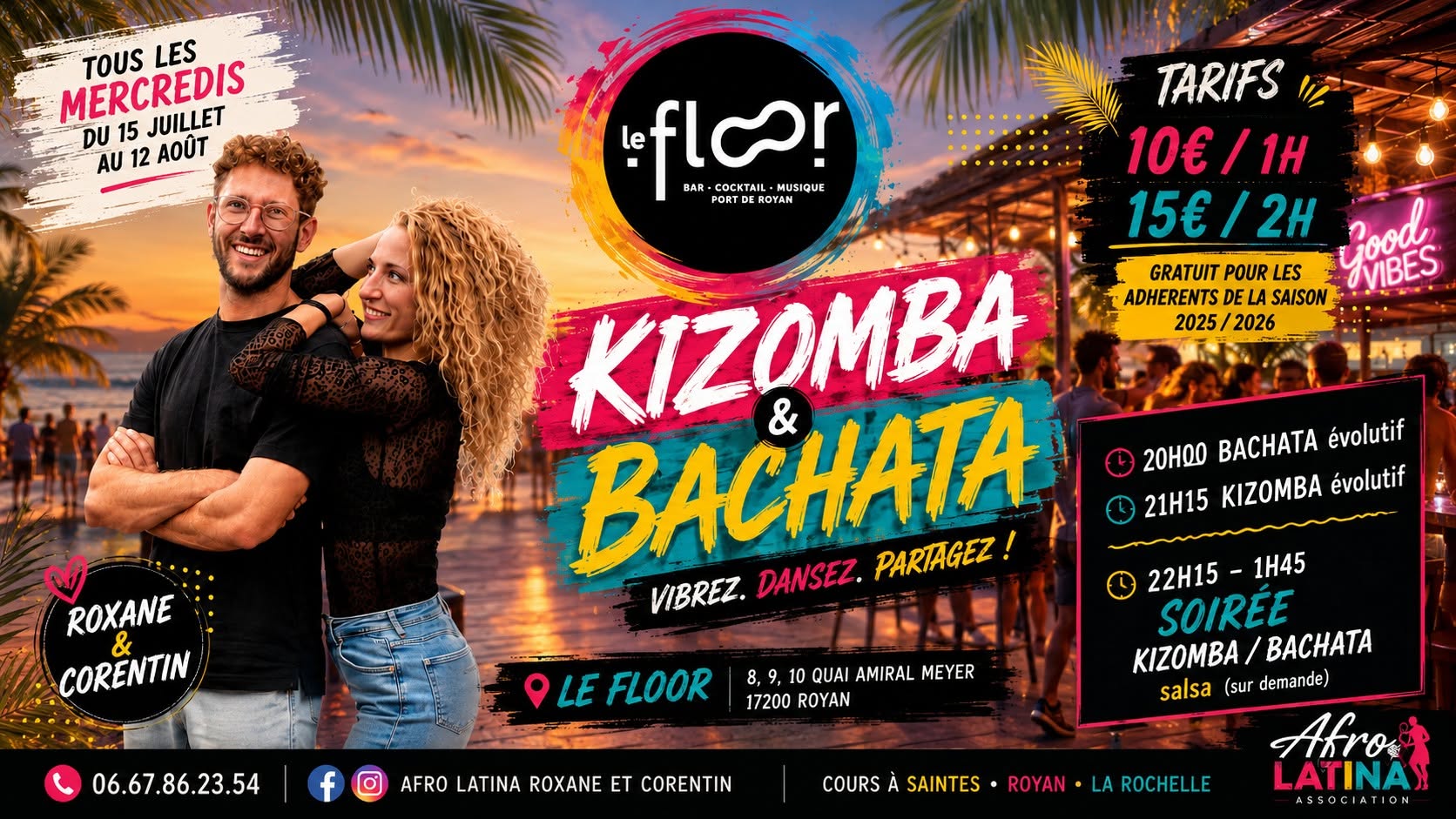 KIZOMBA BACHATA Mercredis au Floor à Royan avec AFRO LATINA Session estivale