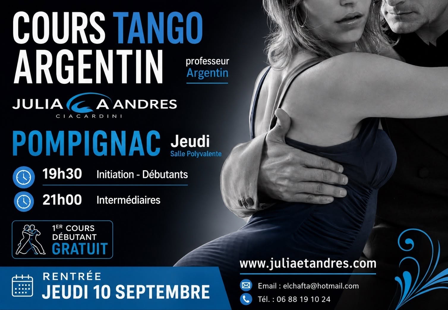 COURS TANGO ARGENTIN RIVE DROITE BORDEAUX tous les jeudis soir