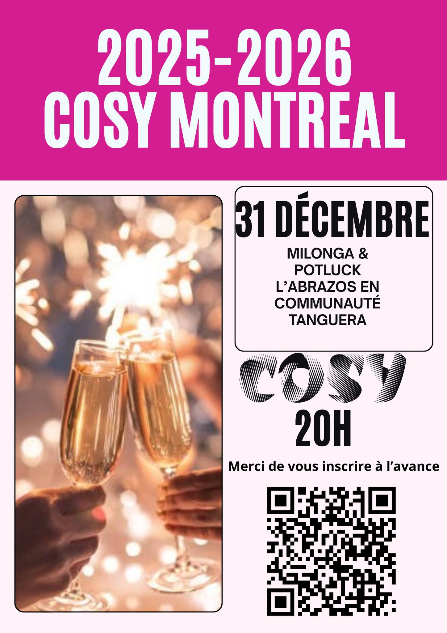 Nouvel An à Cosy Milonga en famille de tango de Montréal