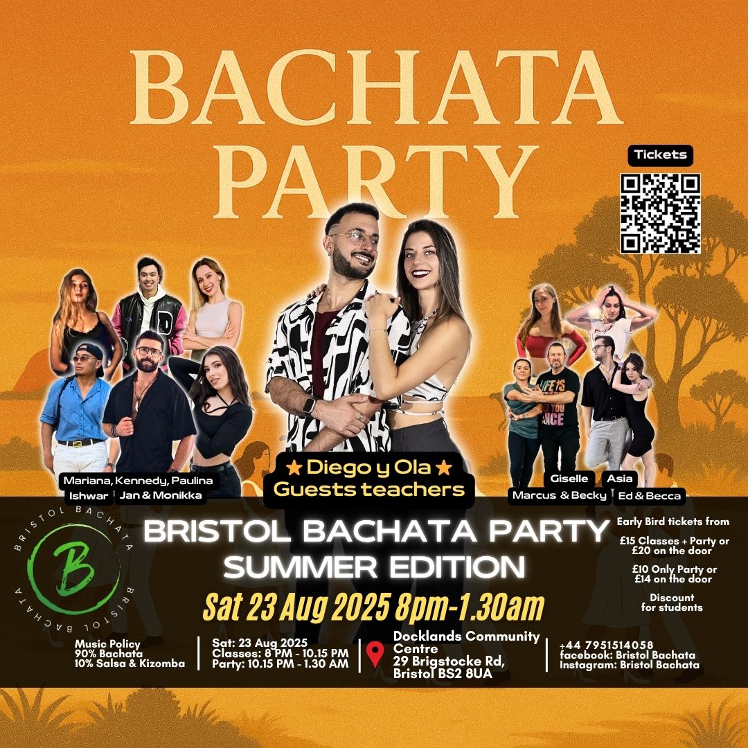 🌴Sat 23 Aug - Bristol Bachata Party @BS28UA 🏆International Teachers Diego y Ola ⭐ DJ Jan