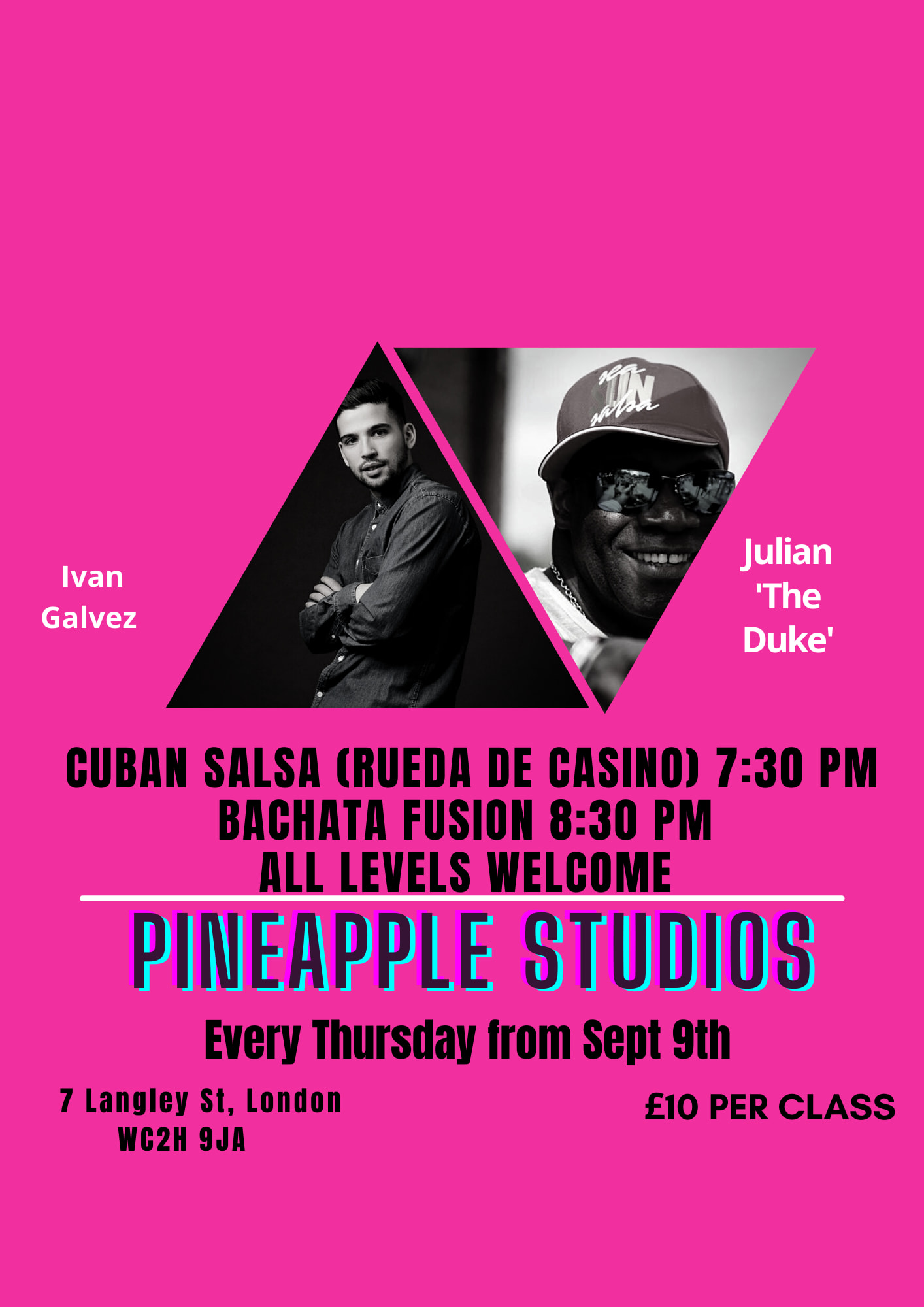 Thursday Cuban Salsa (Rueda) & Bachata Fusion partnerwork classes with Julian theduke & Ivan Galvez