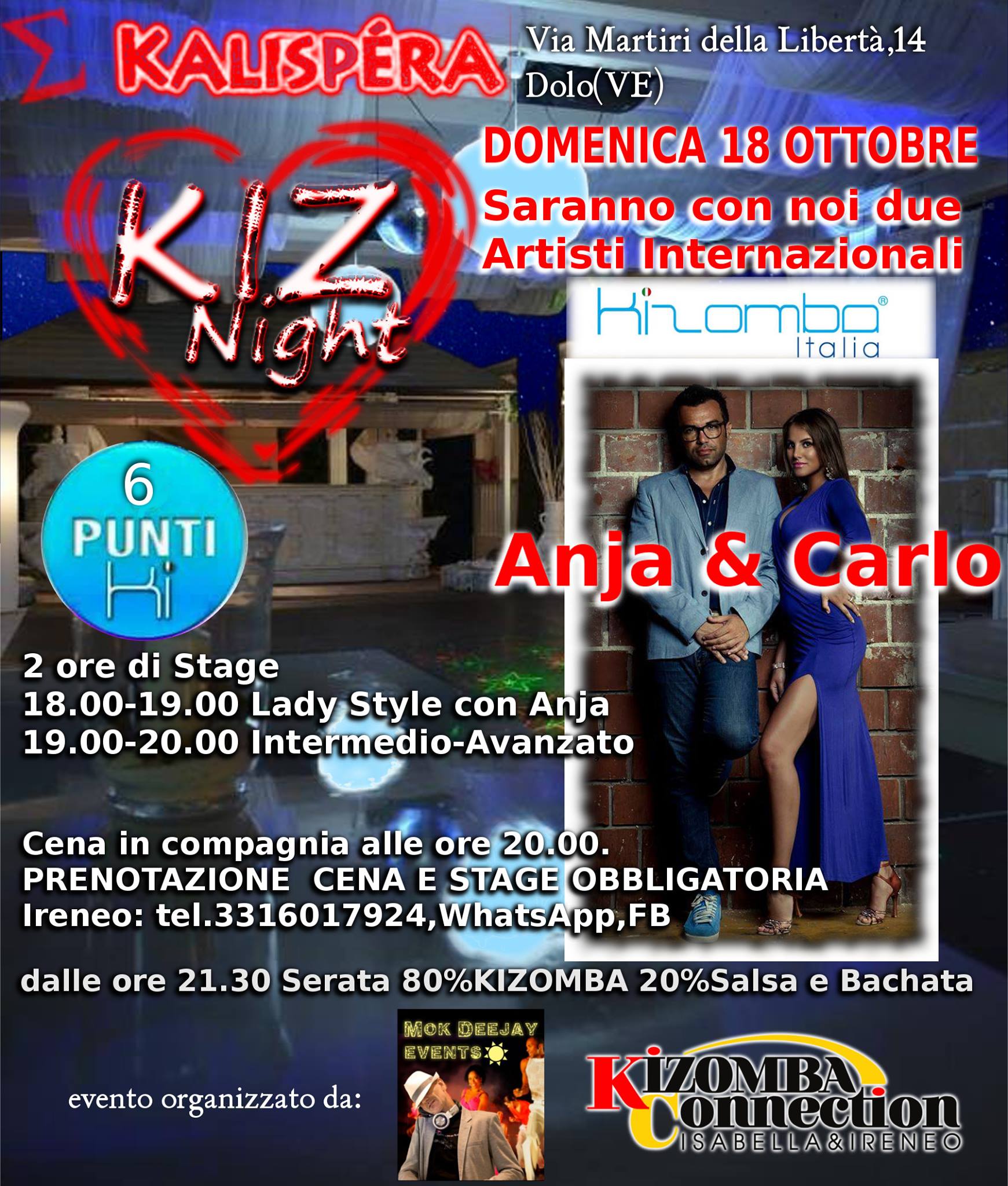 KIZ Night al Kalispera con Anja & Carlo !!!! Domenica 18 Ottobre