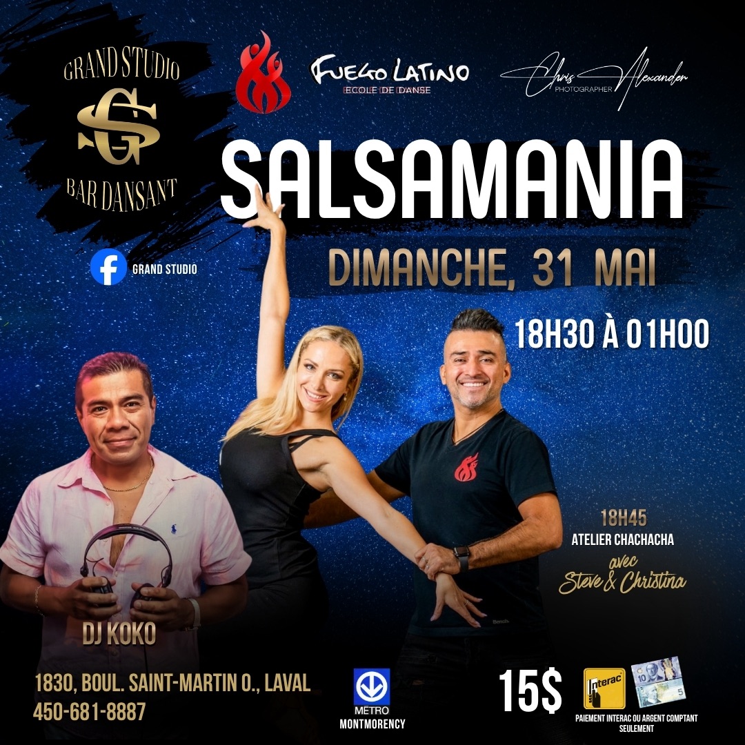Danse Latine - Laval - SalsaMania - Dimanche 31Mai