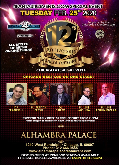 12 yr. Anniversary Salsa Tuesday 5 Best Latin DJs on one Stage