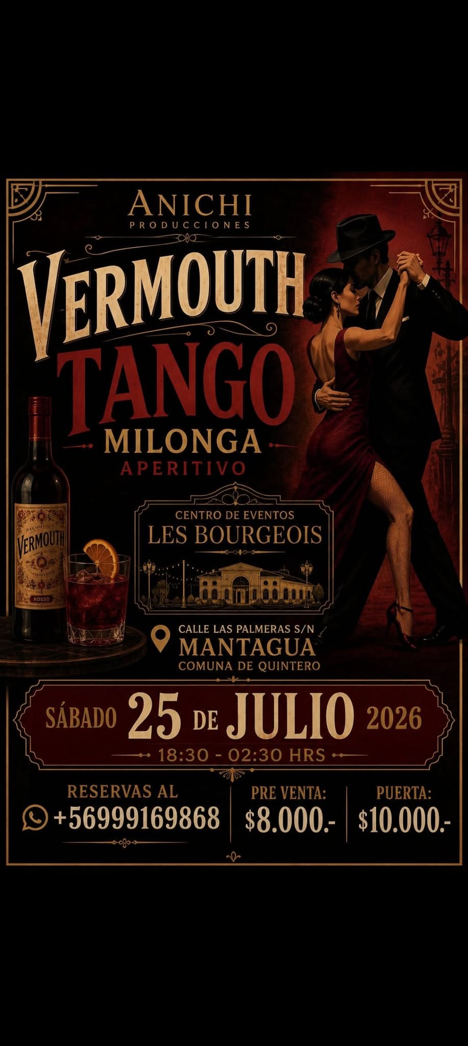 Sábado 25 Julio Milonga Anichi en Chile Vermouth Tango