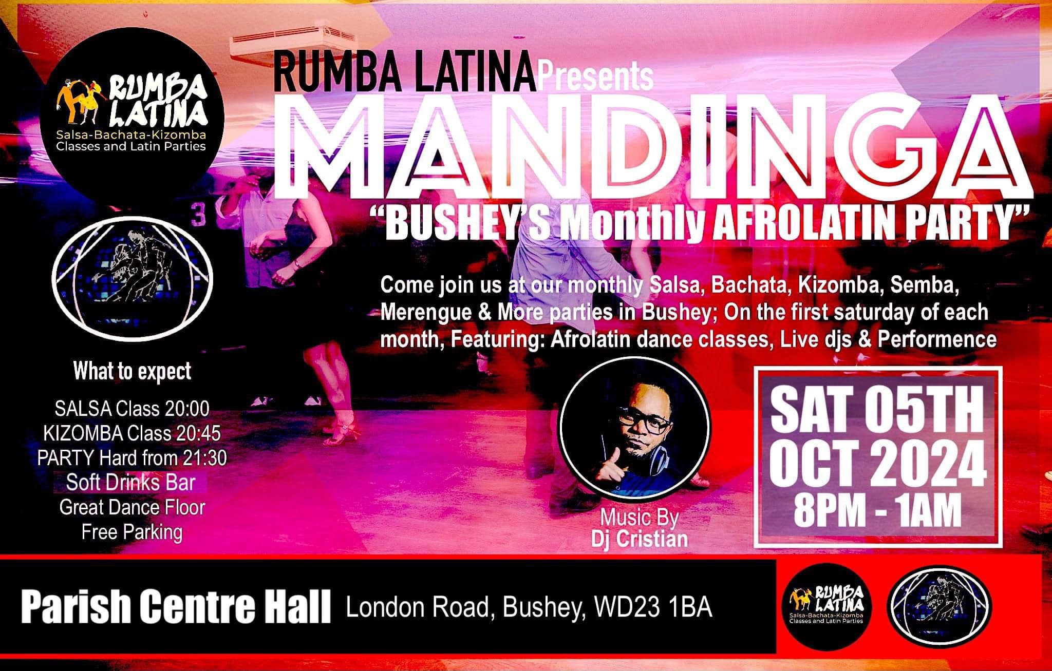 MANDINGA "Bushey's Monthly AfroLatin Party" Sat 5th Oct 2024