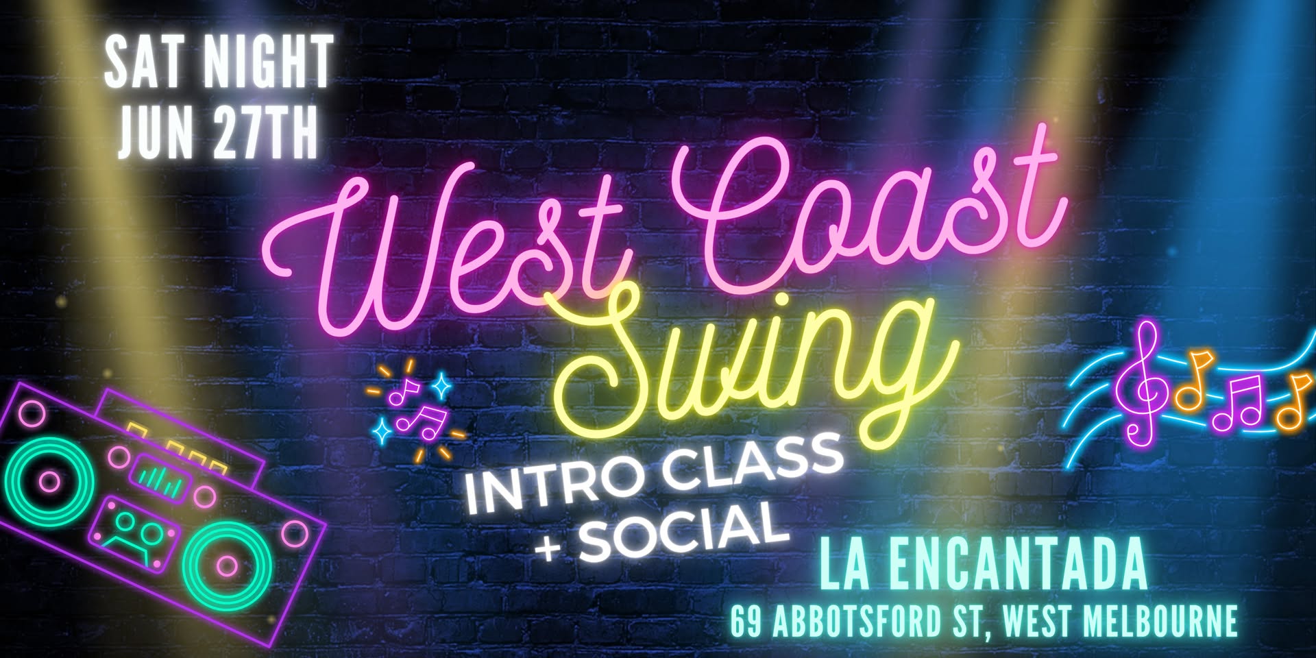 Saturday Social + West Coast Swing Intro Class @ La Encantada!