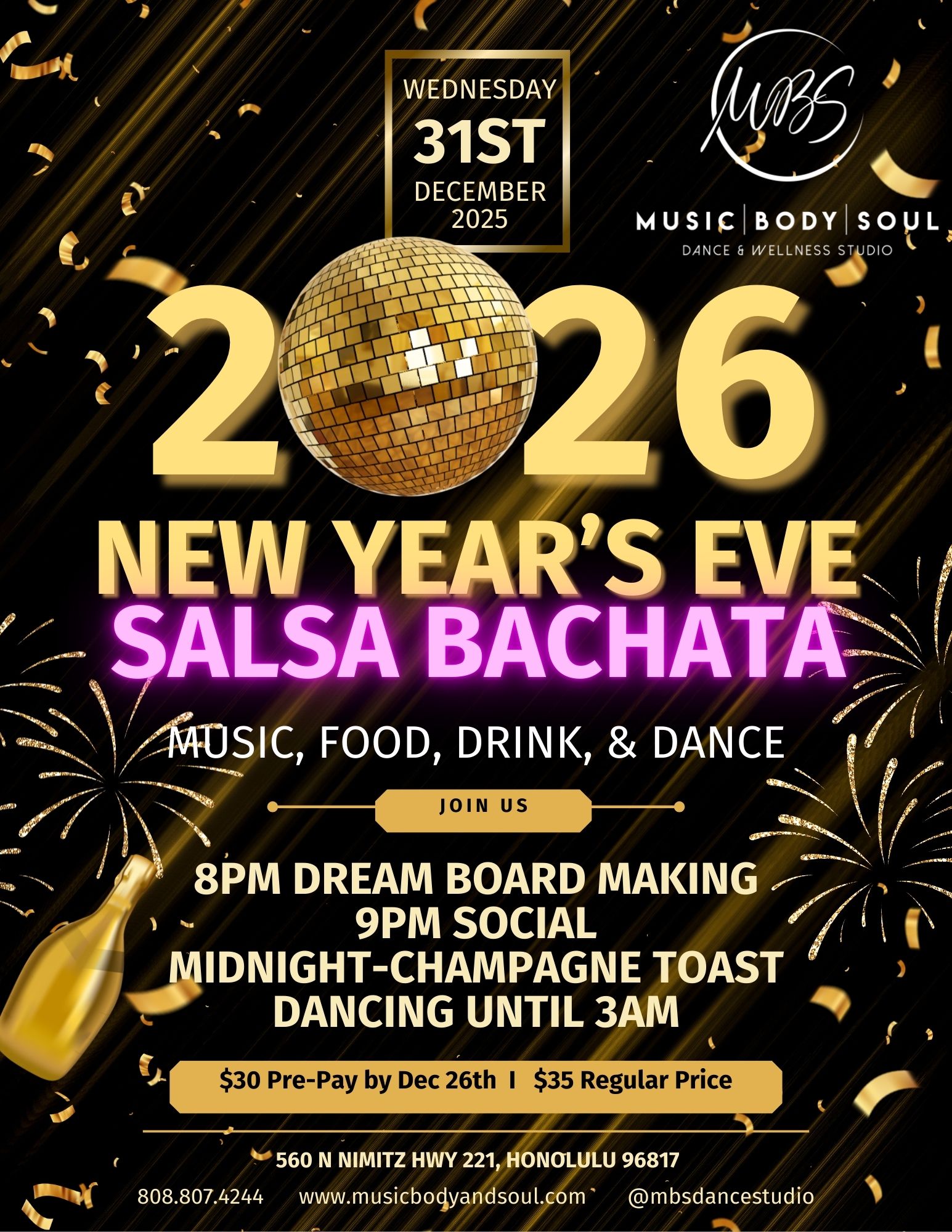Salsa Bachata NEW YEARS EVE celebration for 2026