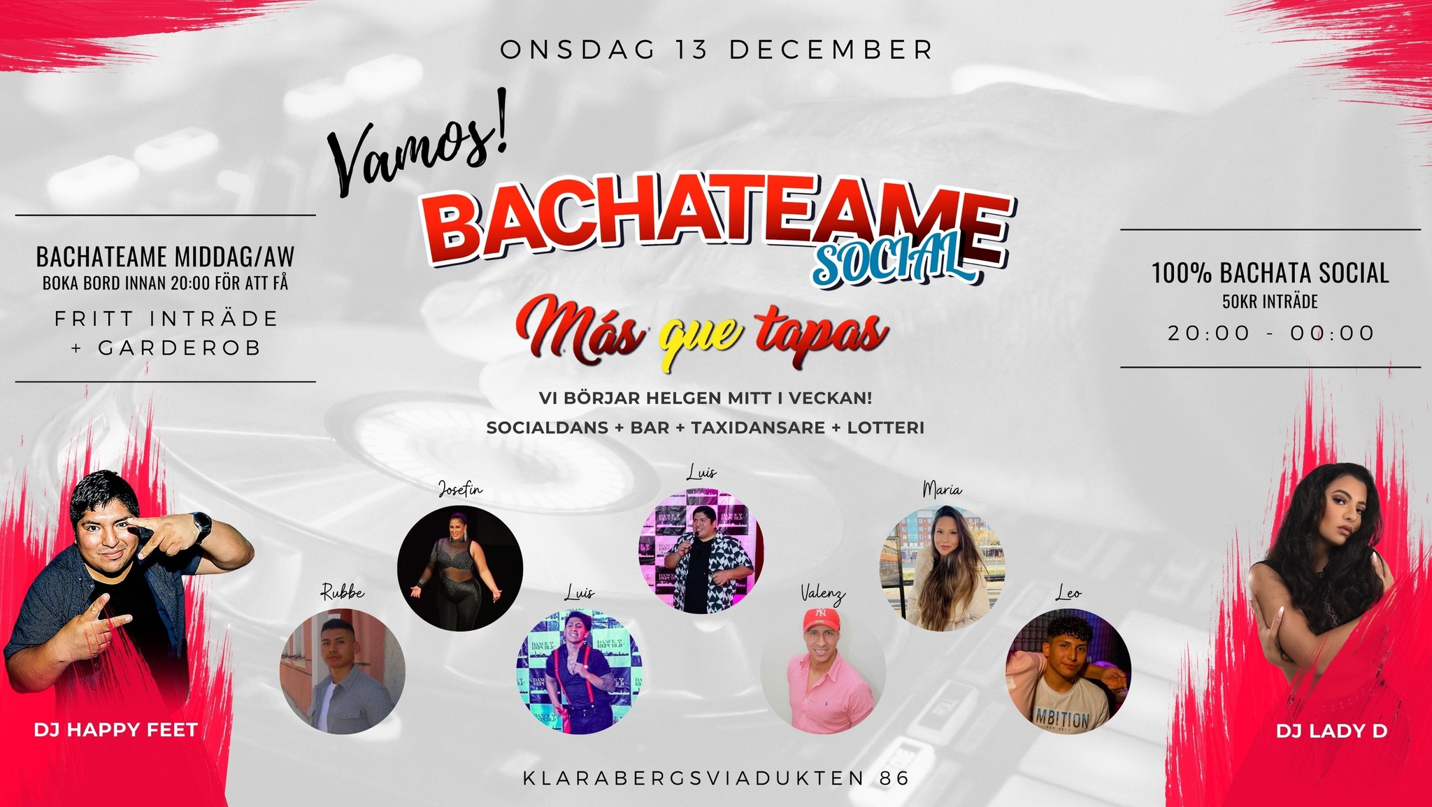 Bachateame Social - 100% Bachata, Onsdag 13 Dec