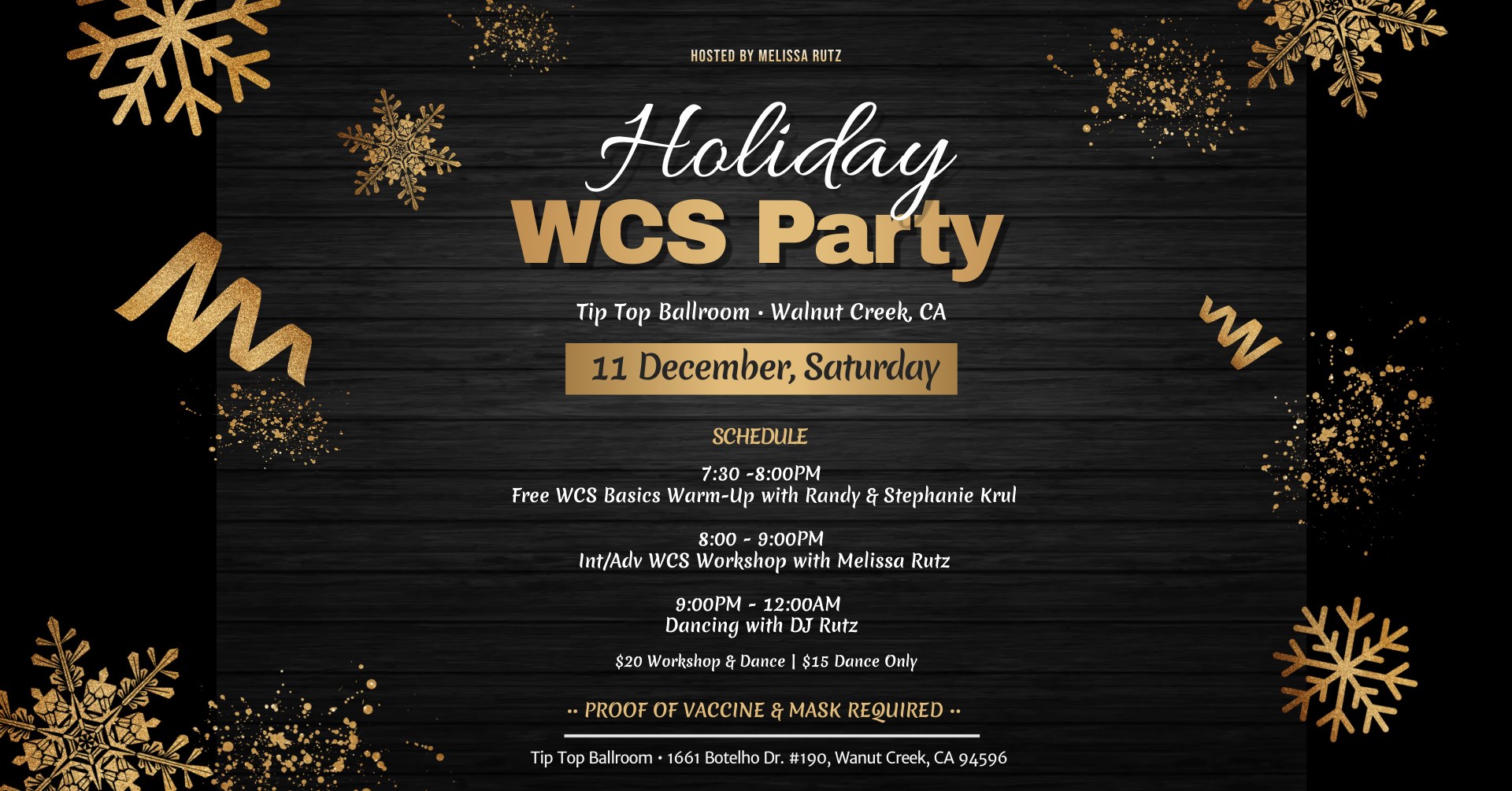 Holiday WCS Party with Melissa Rutz @ Tip Top Ballroom!