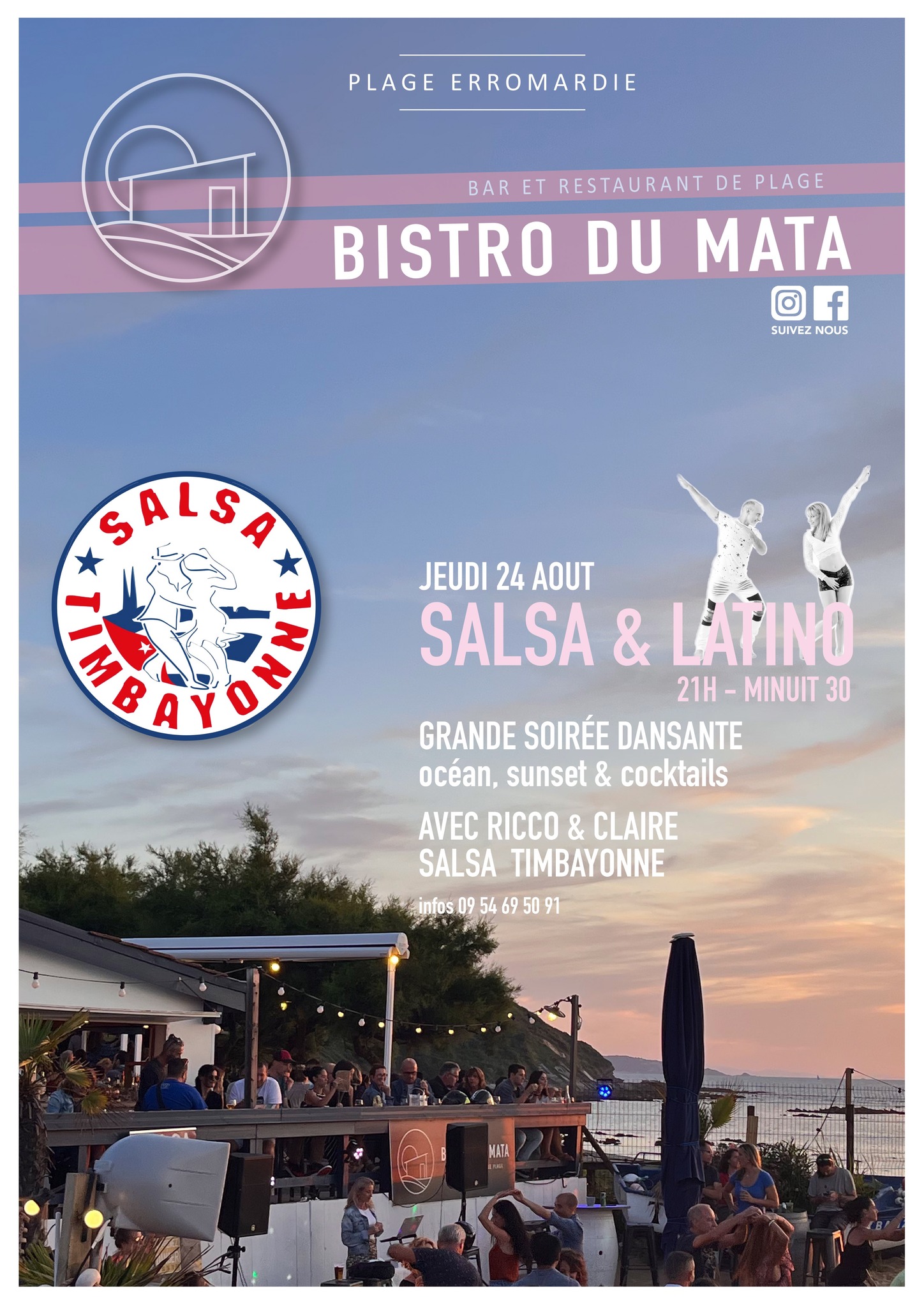 Soirée salsa avec TIMBAYONNE sur la plage du Mata