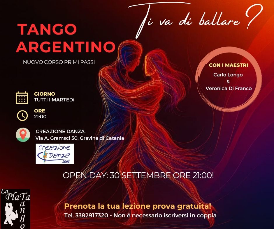 Lezione di prova gratuita di Tango Argentino per principianti assoluti a Gravina di Catania