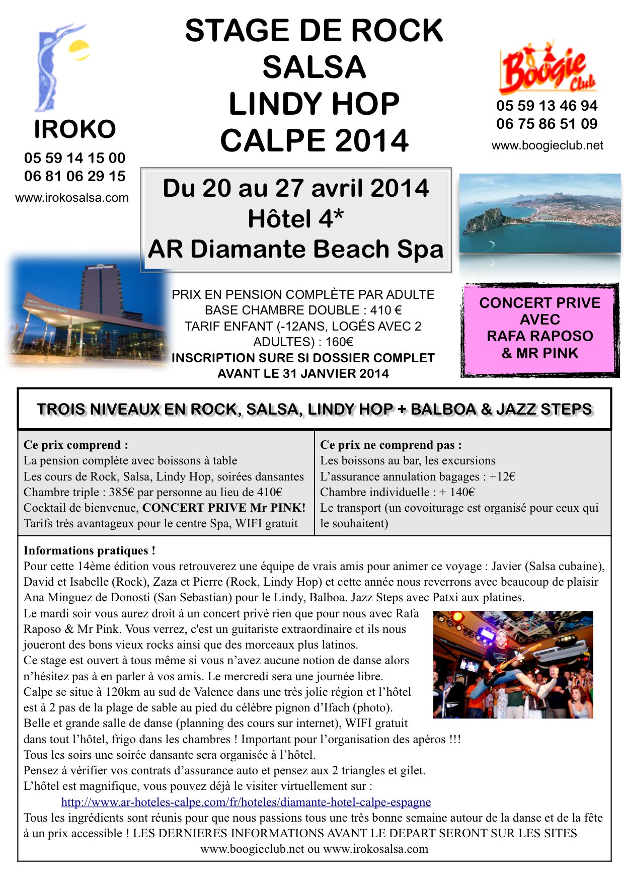Stage Rock, Salsa, Lindy Hop à CALPE du 20 au 27 avril 2014