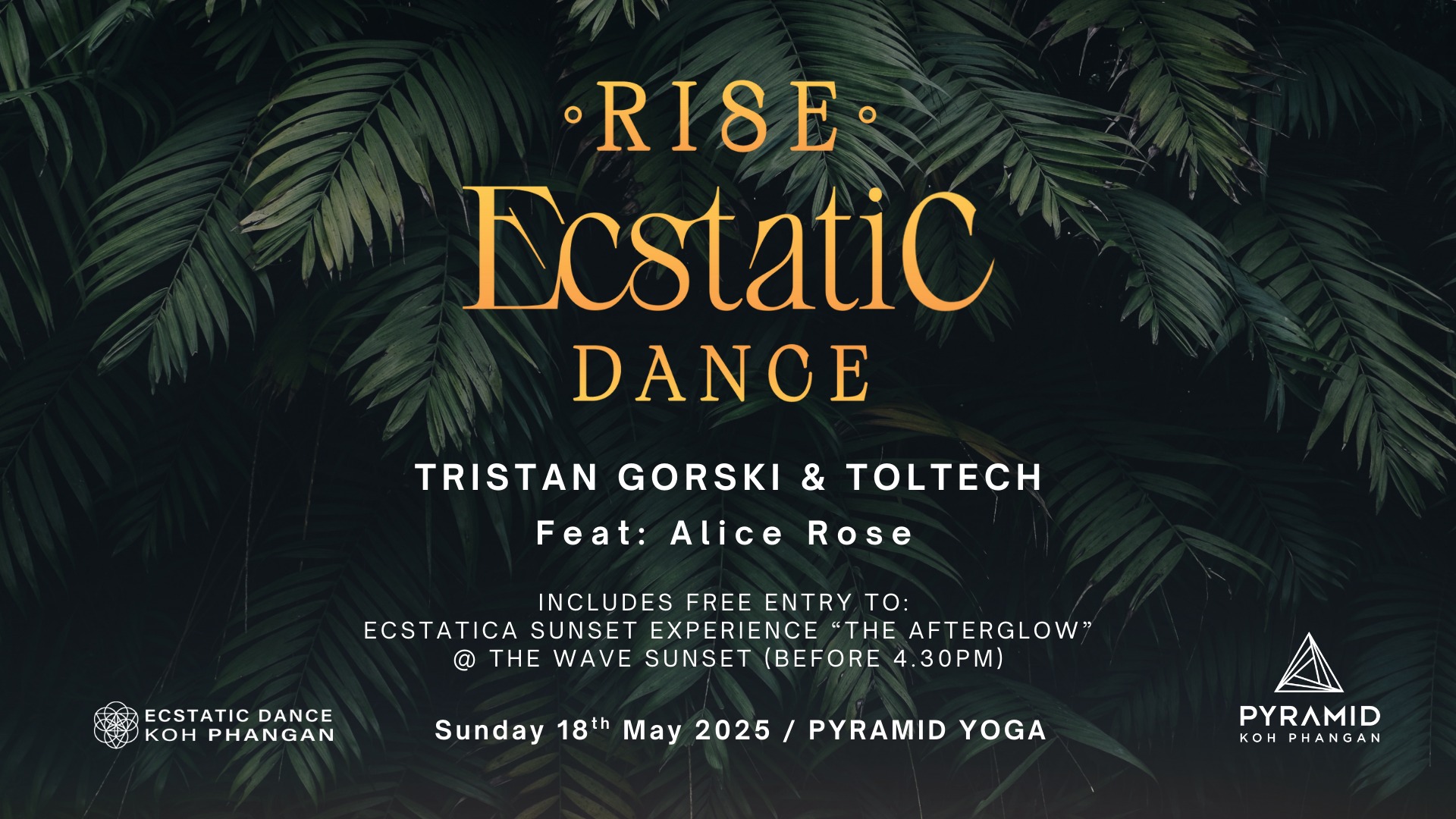 'RISE' Ecstatic Dance with DJ Tristan Gorski & Toltech, Feat: Alice Rose