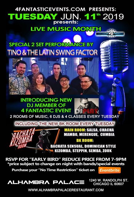 Live Band Salsa Tuesday Ft. Tino Latin Swing Factor & DJ Play