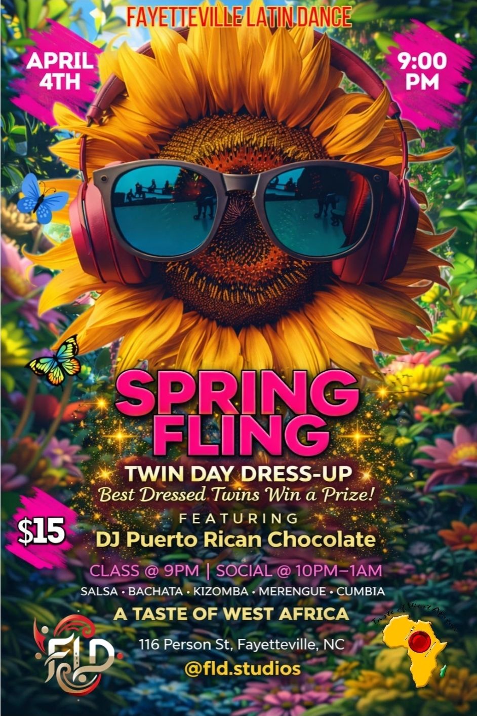 FLD Latin Social: Spring Fling and Twinsses