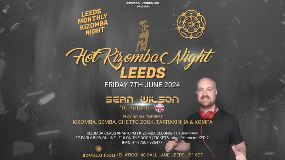 Hot Kizomba Night Leeds with Sean Wilson at Revolution Leeds upstairs room El Atico