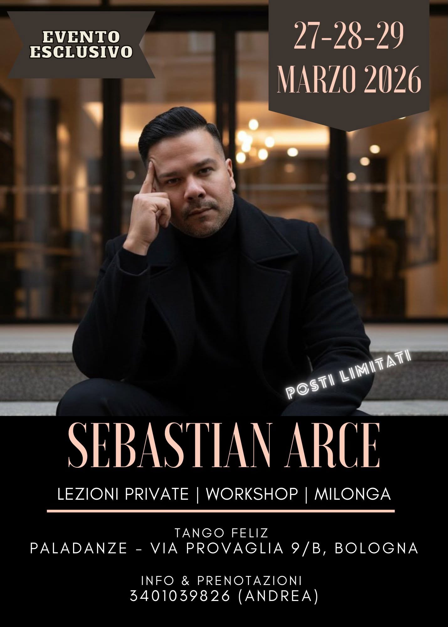 Sebastian Arce al Paladanze Bologna - Lezioni Private, Workshop e Milonga - 27-28-29 Marzo