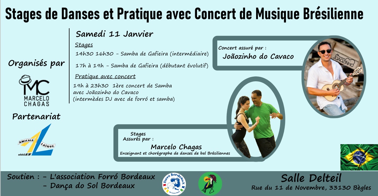 Stages de danses et pratique avec concert de Samba (Culture Brésilienne)