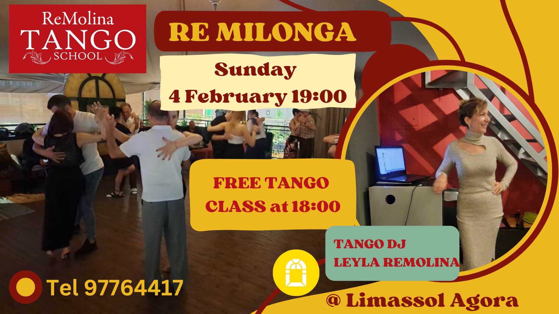 Re MILONGA Sunday 4 February + FREE Tango class at 18:00