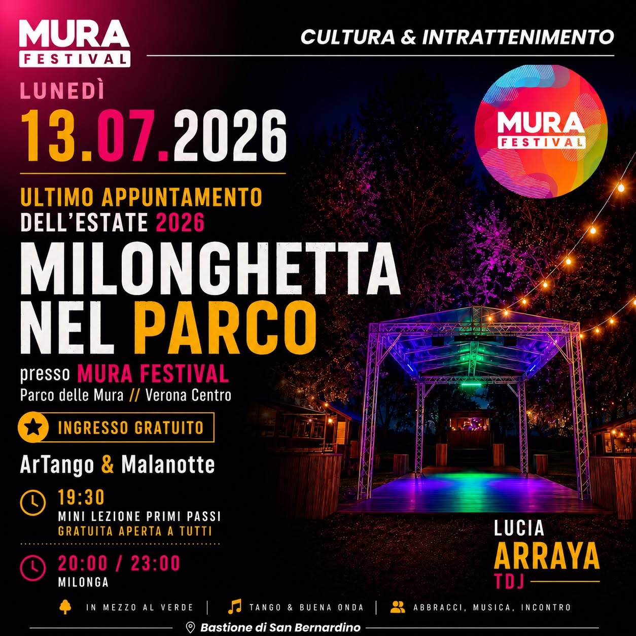 MILONGHETTA NEL PARCO a Verona - Mura Festival - ArTango y Malanotte