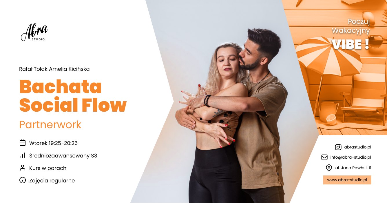 Bachata Social Flow Partnerwork z Amelią & Rafałem poziom średniozaawansowany (S3)