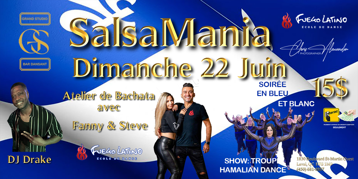 Danse Latine - Laval - SalsaMania - St-Jean - Dimanche 22 Juin 2025