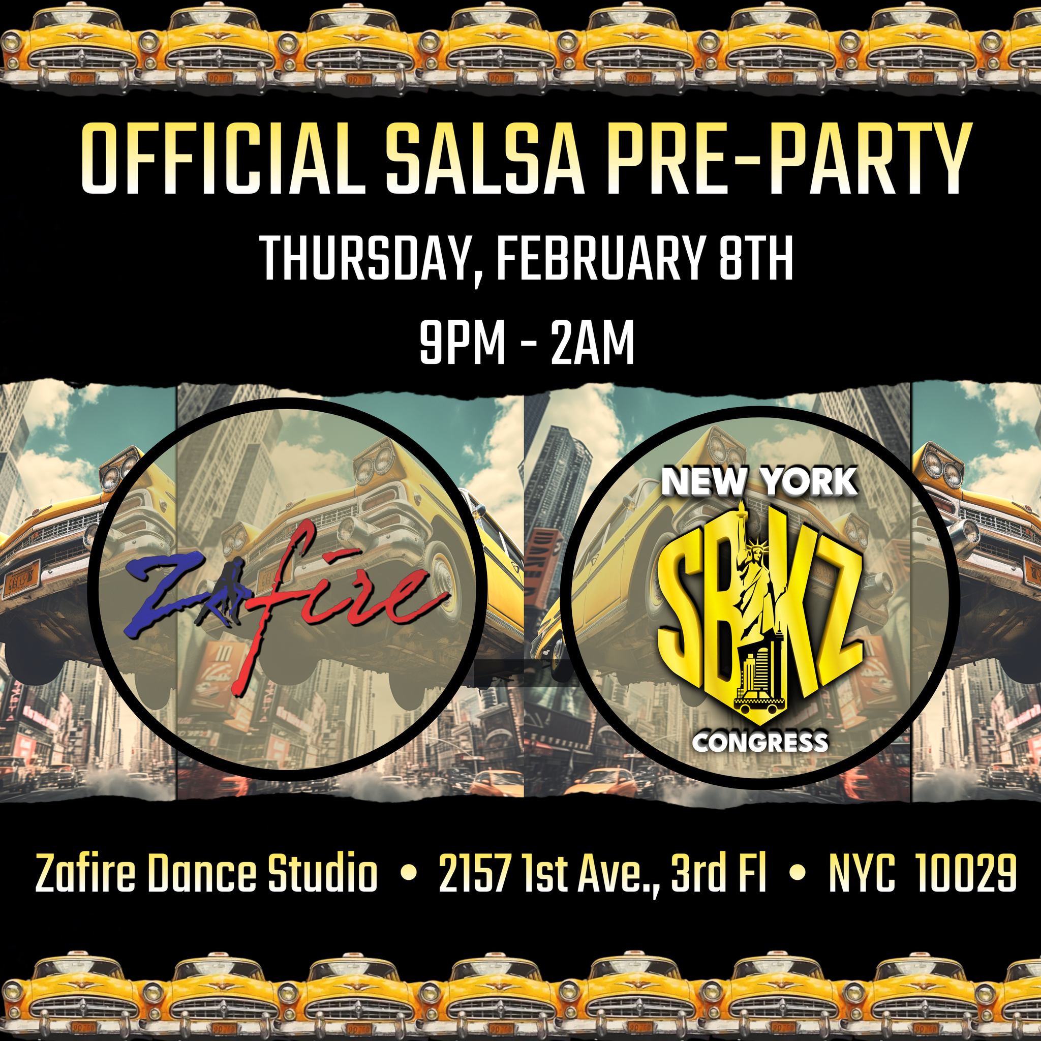 OFFICIAL SALSA PRE-PARTY New York SBKZ Congress Thurs, Feb 8, 2024