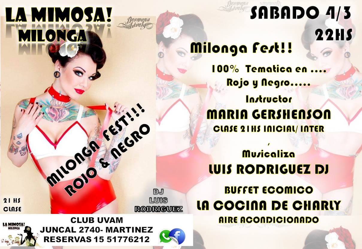 LaMimosaMilonga 4mar17 21HS EnRojoYNegro100% FEST!
