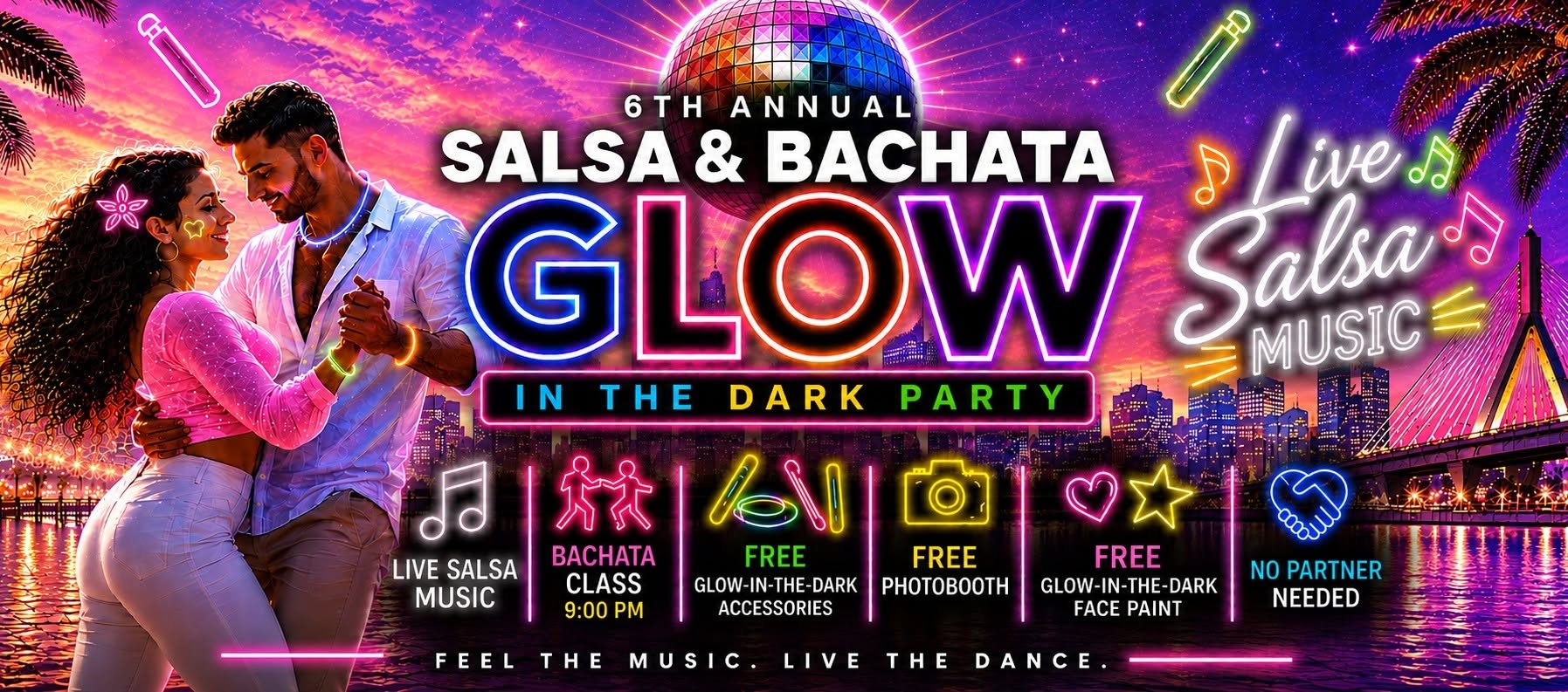 6TH ANNUAL SALSA & BACHATA GLOW PARTY (Live Music + Free Photobooth)