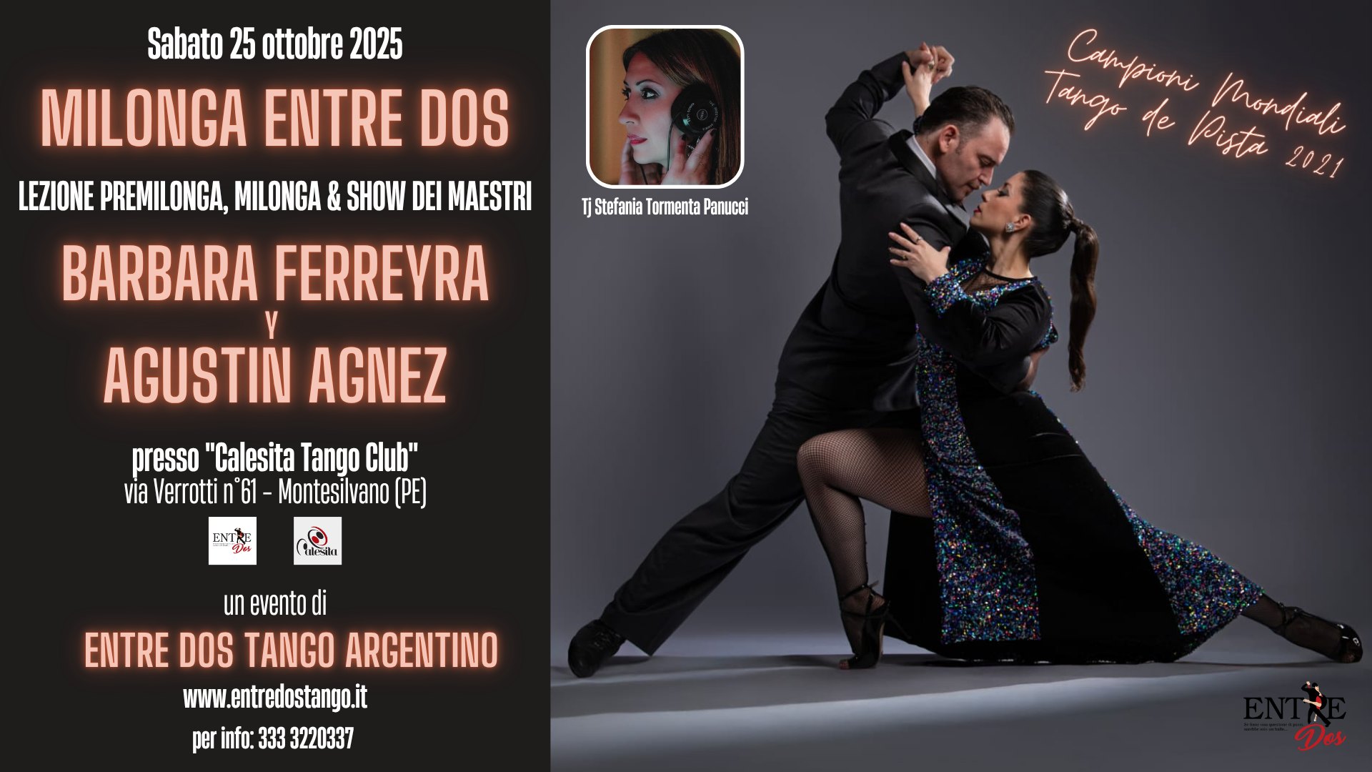 MILONGA ENTRE DOS CON I CAMPIONI MONDIALI BARBARA FERREYRA Y AGUSTIN AGNEZ