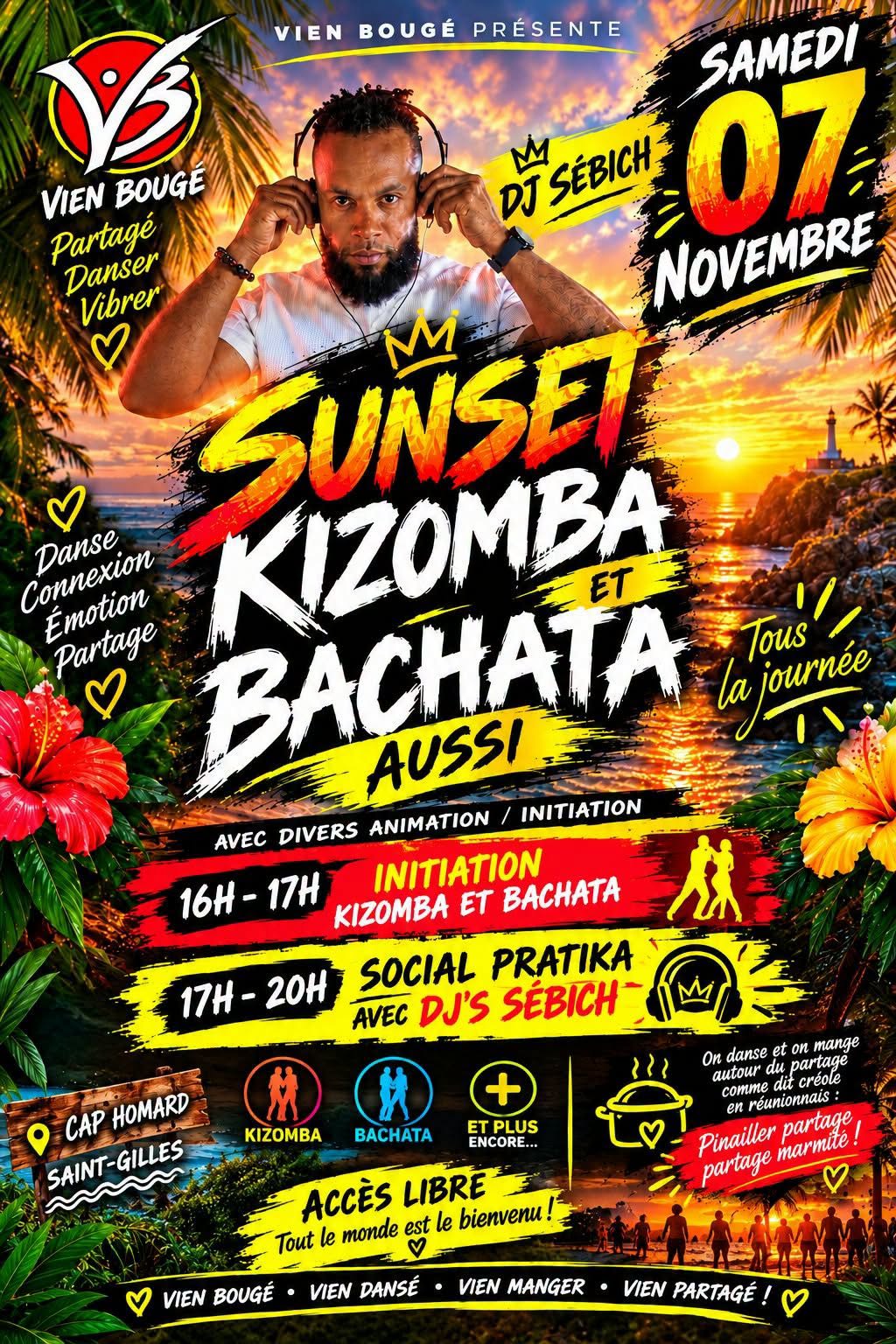🌅 TON SUNSET KIZOMBA ET BACHATA SAMEDI 07 NOVEMBRE ACCÈS LIBRE A TOUS