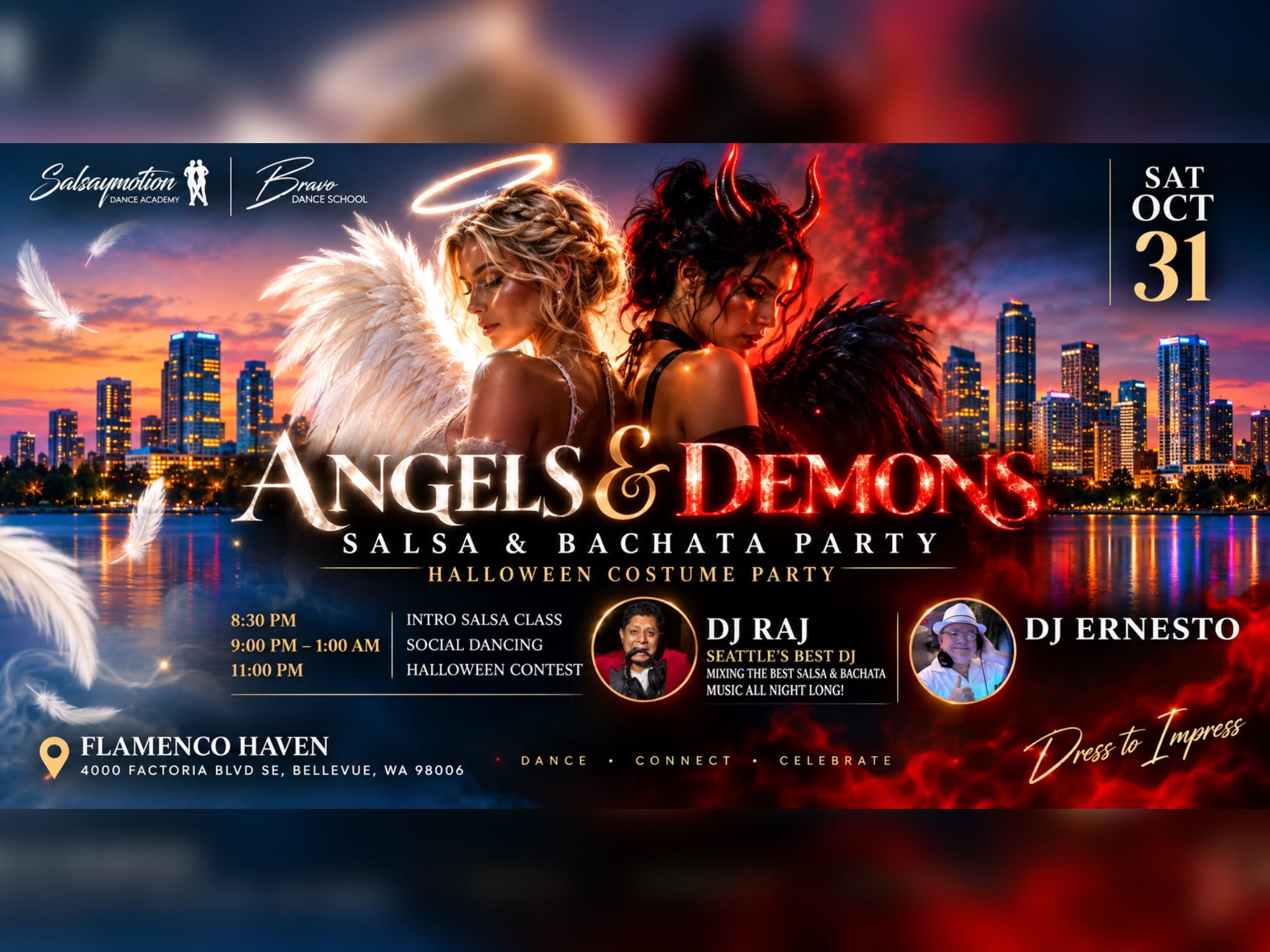 😈👼 ANGELS & DEMONS 🔥 Halloween Salsa & Bachata Costume Party 🎃