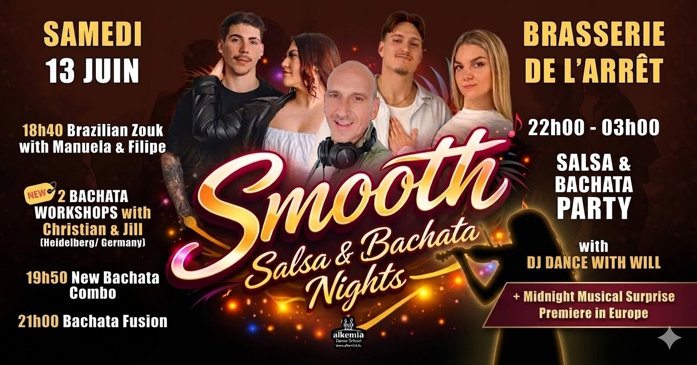 Smooth Salsa & Bachata Nights. 6 Guests.2 new teachers from Germany and musical surprise at Midnight