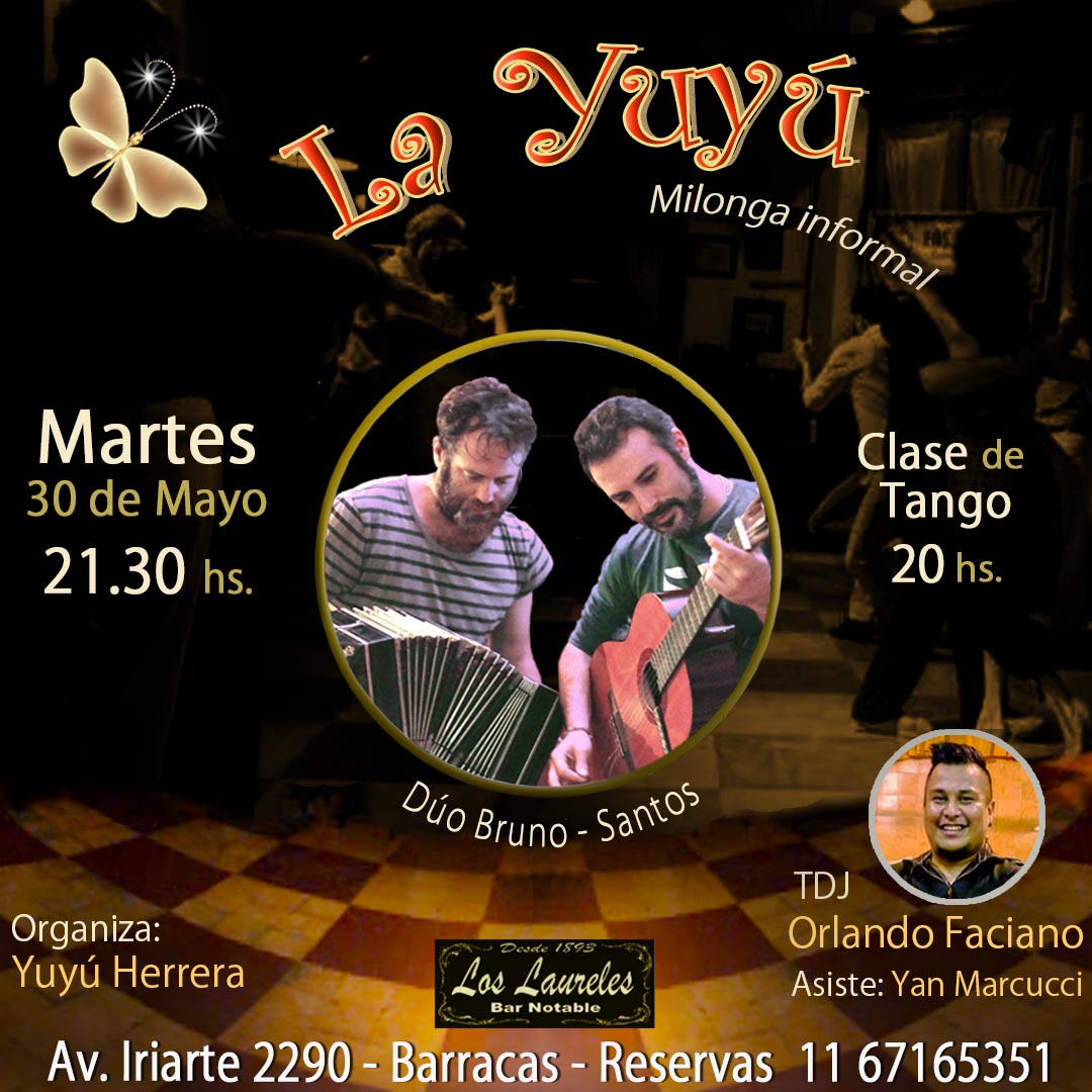 LA YUYÚ Milonga Informal en BAR LOS LAURELES - En vivo Dúo Bruno - Santos
