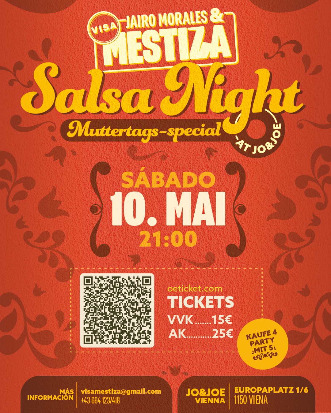 Jairo Morales & Visa Mestiza SALSA NIGHT - Muttertags-Special at JO&JOE