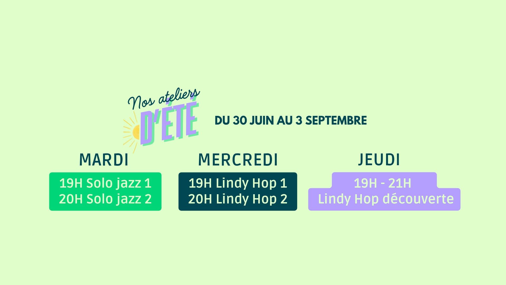 Ateliers d'été - Solo jazz & Lindy Hop ☀️