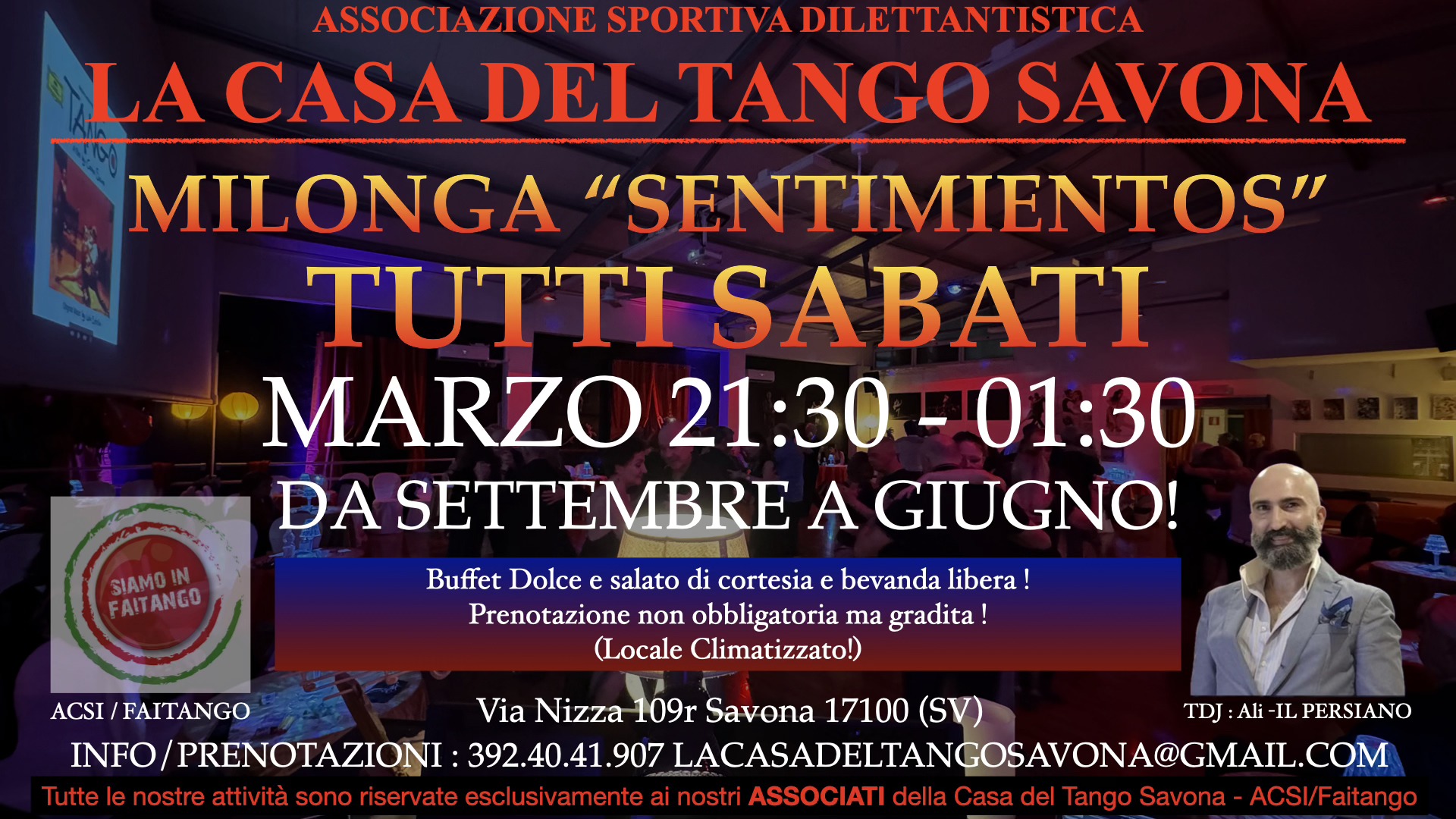 Tutti Sabati alla Milonga "Sentimientos" alla Casa del Tango Savona ASD!