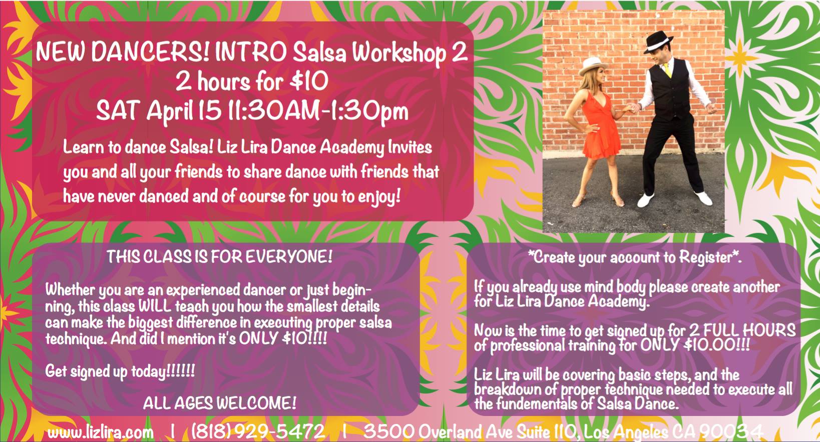 New Dancers! INTRO Salsa Workshop 2 hours for $10