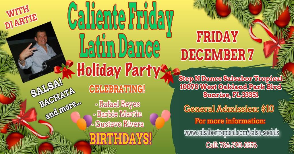 Caliente Friday Dec 7 Holiday Latin Dance Social at Step N Dance