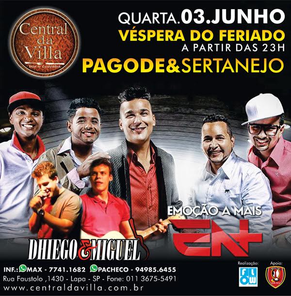 VESPERA DE FERIADO COM MUITO SAMBA,PAGODE E SERTANEJO TOP NO CENTRAL DA VILLA